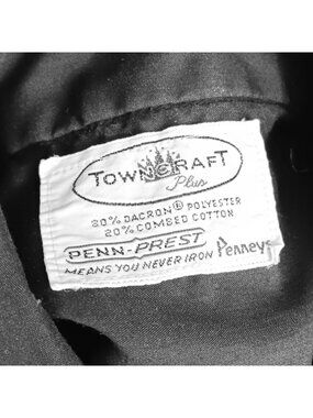 True Vintage Shirt Medium 1970's Towncraft Plus Black Short Sleeve Button-Up